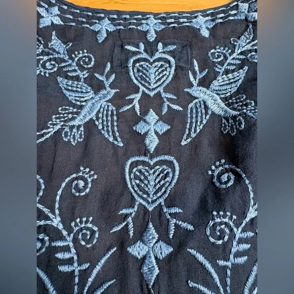 GUC Johnny Was- Lulu Butterfly Embroidered Navy Blue Dress. Size S - Picture 8 of 8